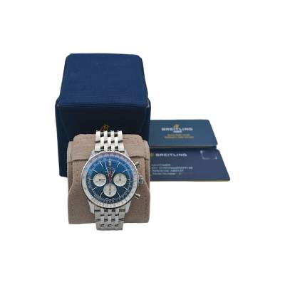 BREITLING NAVITIMER CHRONOGRAPH 46 BLUE DIAL STAINLESS STEEL BOX+PAPERS REF: AB0137211C1A1