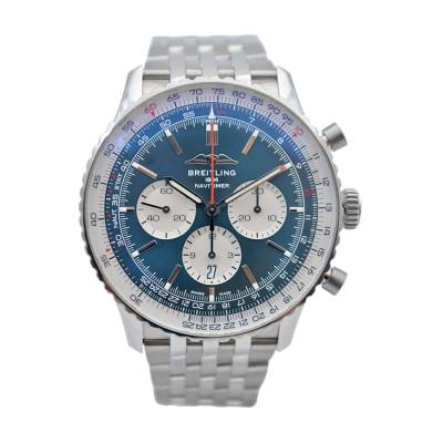 BREITLING NAVITIMER CHRONOGRAPH 46 BLUE DIAL STAINLESS STEEL BOX+PAPERS REF: AB0137211C1A1