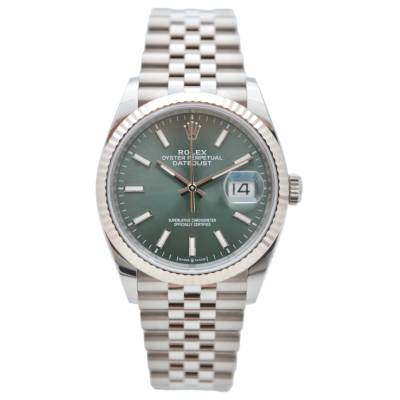ROLEX DATEJUST 36 MINT GREEN JUBILEE STEEL 2025 AUTOMATIC REF: 126234 