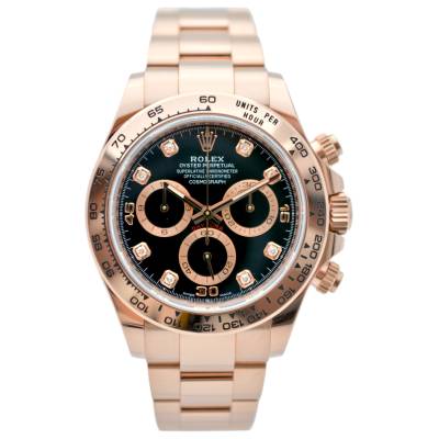 ROLEX DAYTONA COSMOGRAPH 40 EVEROSE GOLD BLACK DIAMOND DIAL BOX+PAPERS 2023 REF: 116505