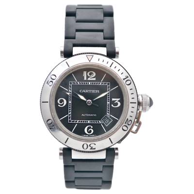 CARTIER PASHA SEATIMER 40 BLACK DIAL STAINLESS STEEL AUTOMATIC REF: W31077U2 / 2790