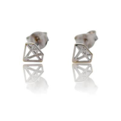 CERCEI CU SURUB IN FORMA DE DIAMANT DIN AUR ALB 14K_132470