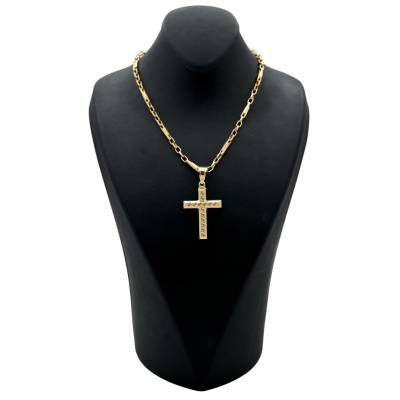 LANT SI PANDANT IN FORMA DE CRUCE DIN AUR GALBEN 14K_131720