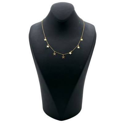 LANT CU MULTIPLE PANDANTE IN FORMA DE STEA DIN AUR GALBEN 14K_131866