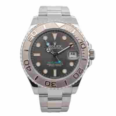 ROLEX YACHT MASTER 37 GREY DIAL PLATINUM&STEEL OYSTER 2021 REF: 268622