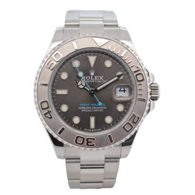 ROLEX YACHT MASTER 37 GREY DIAL PLATINUM&STEEL OYSTER 2021 REF: 268622
