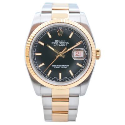 ROLEX DATEJUST ROULETTE 36 TWO TONE BLACK DIAL OYSTER 2003 REF: 116233