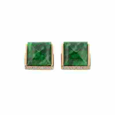 CERCEI AUR GALBEN 18K CU DIAMANTE SI MALACHIT_116912