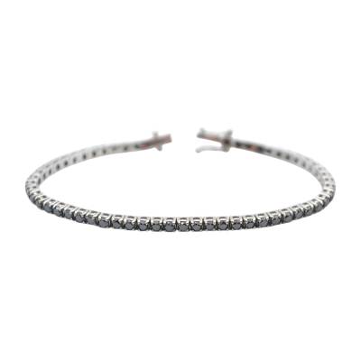BRATARA TENIS DIN AUR ALB 18K CU DIAMANTE NEGRE