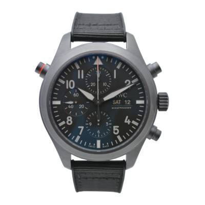 IWC PILOT DOUBLE CHRONOGRAPH 44 TITANIUM BLACK ARABIC DIAL REF: IW371815