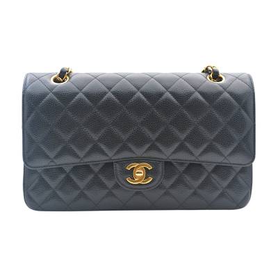 CHANEL CLASSIC JUMBO DOUBLE FLAP BLACK LEATHER GOLD TONE HARDWEAR