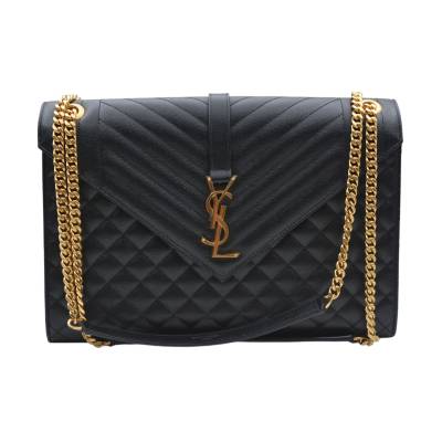 YVES SAINT LAURENT ENVELOPE LARGE CROSSBODY BLACK LEATHER 