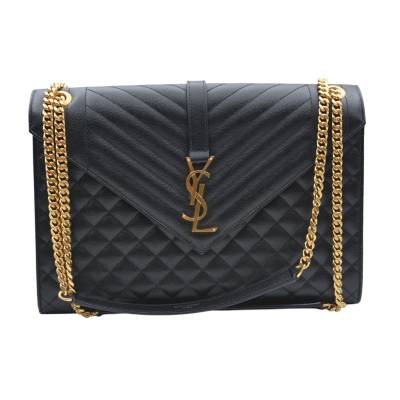 YVES SAINT LAURENT ENVELOPE LARGE CROSSBODY BLACK LEATHER 