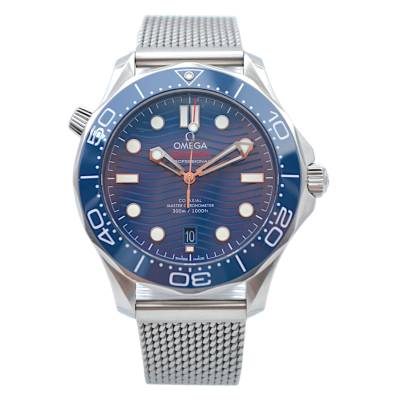OMEGA SEAMASTER DIVER 300M 42 STEEL BLUE DIAL TRAVEL CASE AUTOMATIC REF: 210.30.42.20.03.001