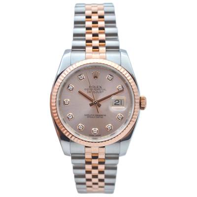 ROLEX DATEJUST 36 EVEROSE&STEEL PINK DIAMOND DIAL JUBILEE AUTOMATIC REF: 116231