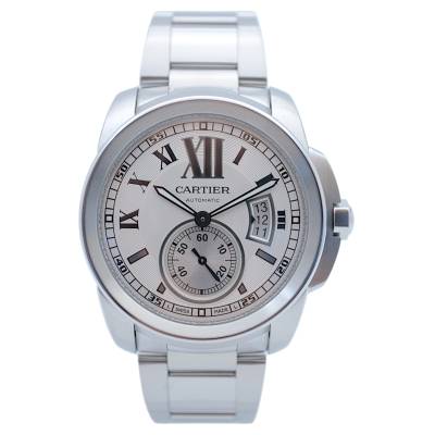 CARTIER CALIBRE DE CARTIER DATE 42 SILVER DIAL STAINLESS STEEL AUTOMATIC REF: 3389 / W7100015