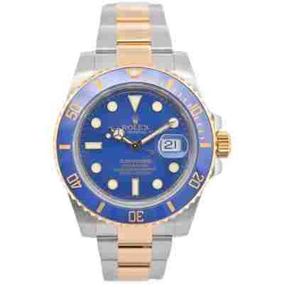 ROLEX SUBMARINER DATE 40MM TWO TONE BLUE DIAL CERAMIC 2009 AUTOMATIC REF: 116613LB