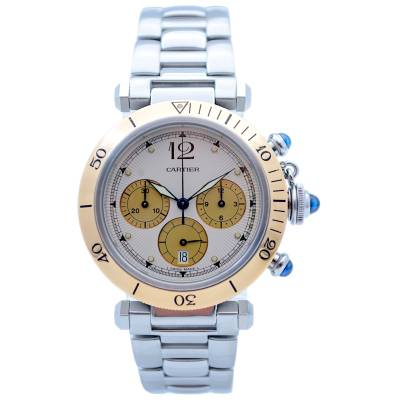 CARTIER PASHA 38 TWO-TONE CHAMPAGNE DIAL QUARTZ REF 1032 / W31011H3