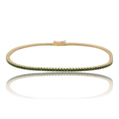 BRATARA TENIS DIN AUR GALBEN 18K CU SMARALDE SINTETICE_125760