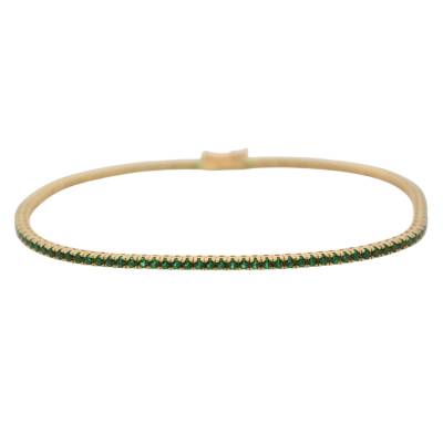 BRATARA TENIS DIN AUR GALBEN 18K CU SMARALDE SINTETICE_125760