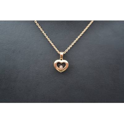 LANT SI PANDANT CHOPARD HAPPY DIAMONDS DIN AUR ROZ 18K CU DIAMANT_135255