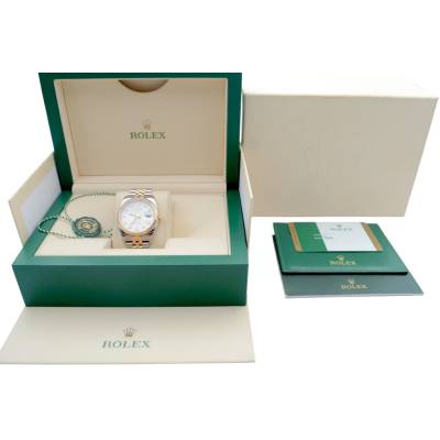 ROLEX DATEJUST 36 TWO-TONE SILVER MOTIF DIAL AUTOMATIC BOX+PAPERS 2014 REF 116233