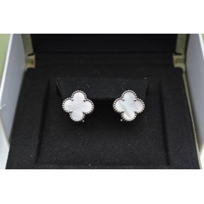 CERCEI VAN CLEEF&ARPELS VINTAGE ALHAMBRA DIN AUR ALB 18K MOTHER OF PEARL FULL SET