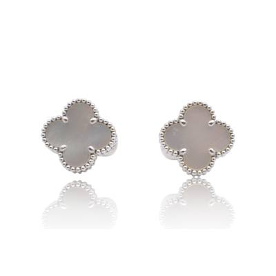 CERCEI VAN CLEEF&ARPELS VINTAGE ALHAMBRA DIN AUR ALB 18K MOTHER OF PEARL FULL SET
