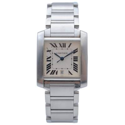 CARTIER TANK FRANÇAISE 28 X 32 MM STEEL SILVER ROMAN DIAL AUTOMATIC REF 2302
