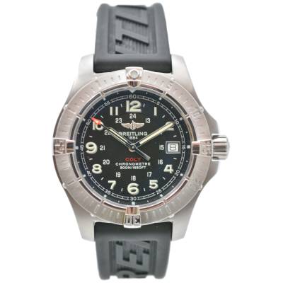 BREITLING COLT 41 BLACK ARABIC DIAL STEEL BOX+PAPERS 2005 QUARTZ REF: A74380