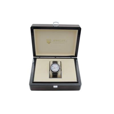 EBERHARD&CO CHAMPION V CHRONO GRAN DATA 43MM WHITE DIAL LEATHER STRAP REF: 31064