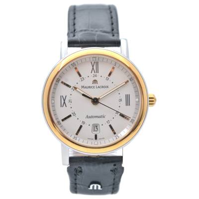 MAURICE LACROIX LES CLASSIQUE PANORAMA DATE 40 WHITE DIAL STEEL AUTOMATIC REF: LC6018 