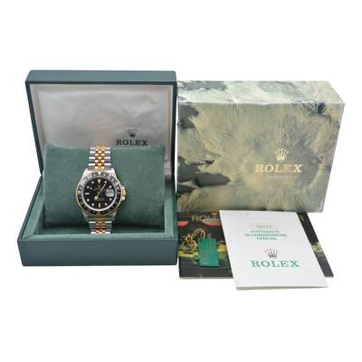 ROLEX GMT MASTER II 40 TWO TONE BLACK DIAL OYSTER BOX+PAPERS 1993 REF: 16713