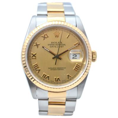 ROLEX DATEJUST 36 TWO TONE CHAMPAGNE DIAL OYSTER 1990 AUTOMATIC REF: 16233