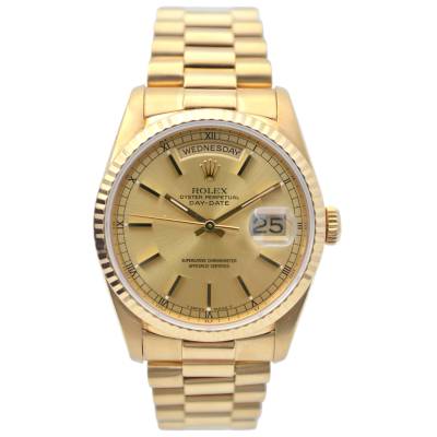 ROLEX DAY-DATE 36 YELLOW GOLD CHAMPAGNE PRESIDENT 1991 AUTOMATIC REF: 18238
