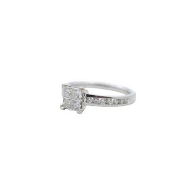 INEL DE LOGODNA DIN AUR ALB 18K CU DIAMANTE NATURALE