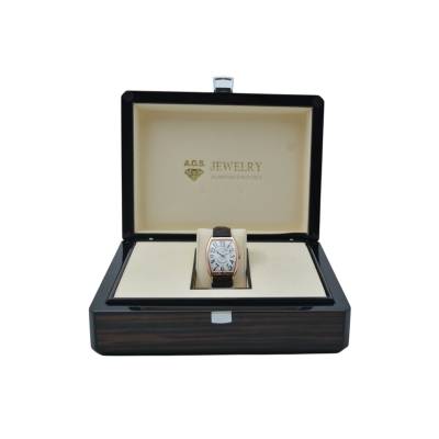 FRANCK MULLER CURVEX CASABLANCA 31x43 ROSE GOLD SILVER DIAL LEATEHER STRAP AUTOMATIC REF: 2852 SC  