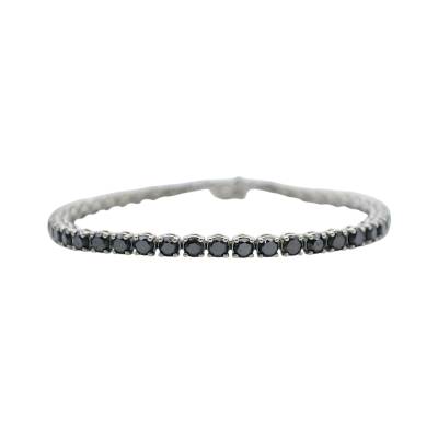 BRATARA TENIS DIN AUR ALB 14K CU DIAMANTE NEGRE