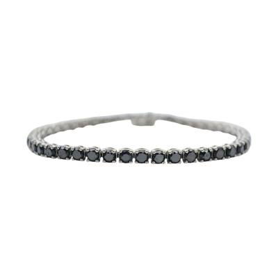 BRATARA TENIS DIN AUR ALB 14K CU DIAMANTE NEGRE