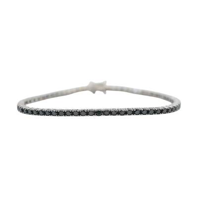 BRATARA TENIS DIN AUR ALB 18K CU DIAMANTE NEGRE