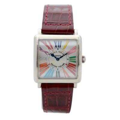 FRANCK MULLER MASTER SQUARE COLOR DREAMS 29X36.5 WHITE GOLD SILVER DIAL QUARTZ REF:6002 L QZ