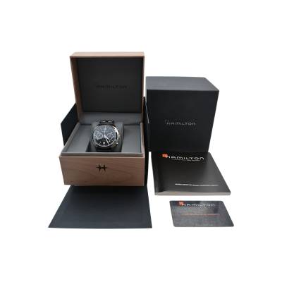HAMILTON KHAKI PILOT PIONNER CHRONOGRAPH 41 STEEL BLACK DIAL BOX+PAPERS 2020 REF: H76416735