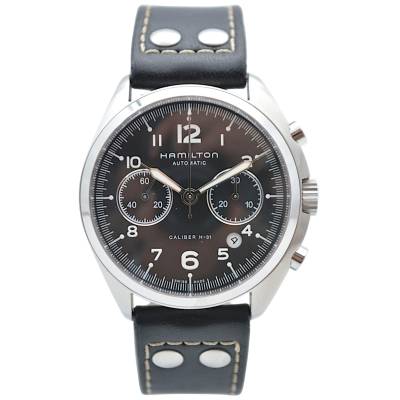 HAMILTON KHAKI PILOT PIONNER CHRONOGRAPH 41 STEEL BLACK DIAL BOX+PAPERS 2020 REF: H76416735