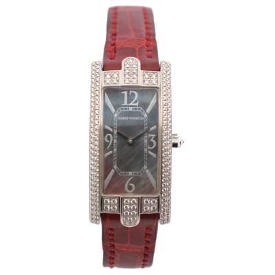 HARRY WINSTON Avenue C 39x19MM WHITE GOLD MOTHER OF PEARL DIAMONDS QUARTZ REF: 330-LQW