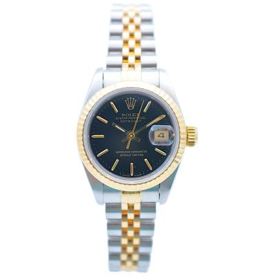 ROLEX LADY DATEJUST 26 TWO TONE BLACK DIAL JUBILEE PAPERS 1991 REF: 69173