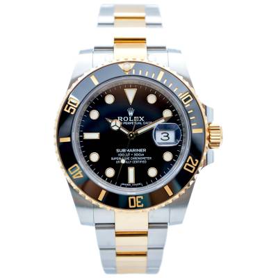 ROLEX SUBMARINER DATE 40MM GOLD&STEEL BLACK CERAMIC PAPERS 2018 REF: 116613LN