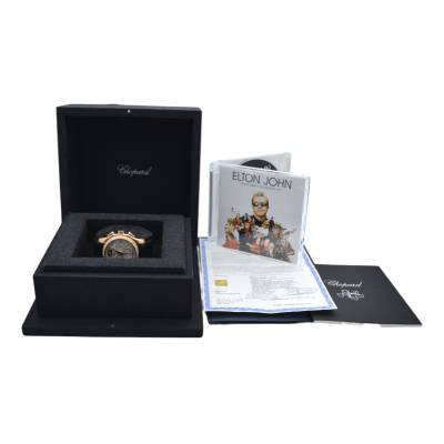 CHOPARD CHRONOGRAPH ELTON JOHN LIMITED EDITION 45 EVEROSE GOLD DIAMONDS MOP AUTOMATIC BOX+PAPERS 2009 REF 171279-5001