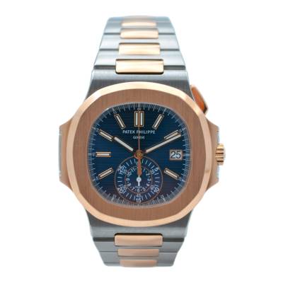 PATEK PHILIPPE NAUTILUS CHRONOGRAPH 40.5MM ROSE GOLD & STEEL BLUE DIAL FULL SET 2017 REF: 5980/1AR-001