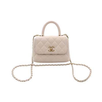 CHANEL COCO HANDLE MINI LIGHT CAVIAR BEIGE GOLD HARDWEAR