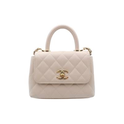 CHANEL COCO HANDLE MINI LIGHT CAVIAR BEIGE GOLD HARDWEAR